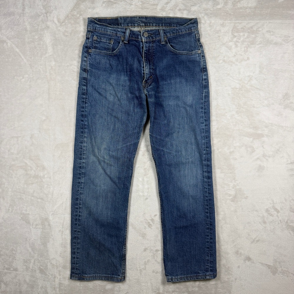 Levis 505 Regular Fit Straight Leg Jeans Mens W30 L32 Medium Wash Blue Denim